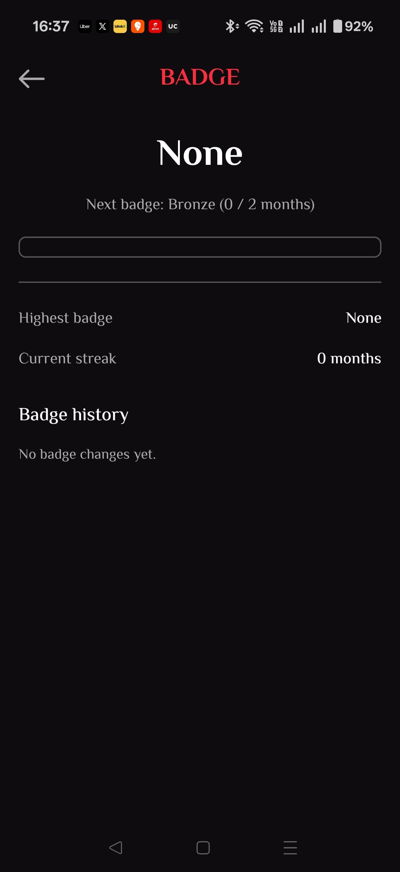 Spartan app Badges screen