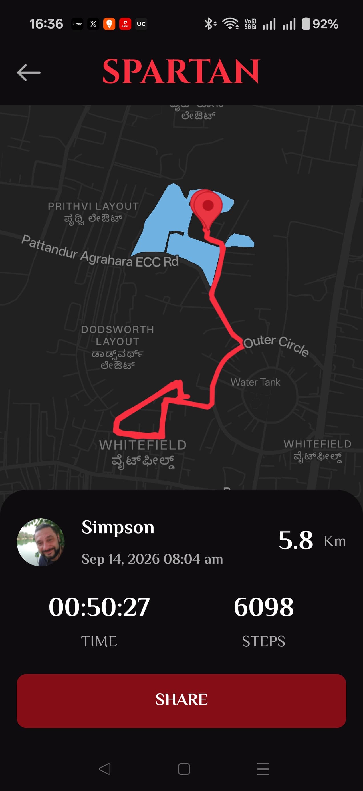 Spartan app GPS Verification screen